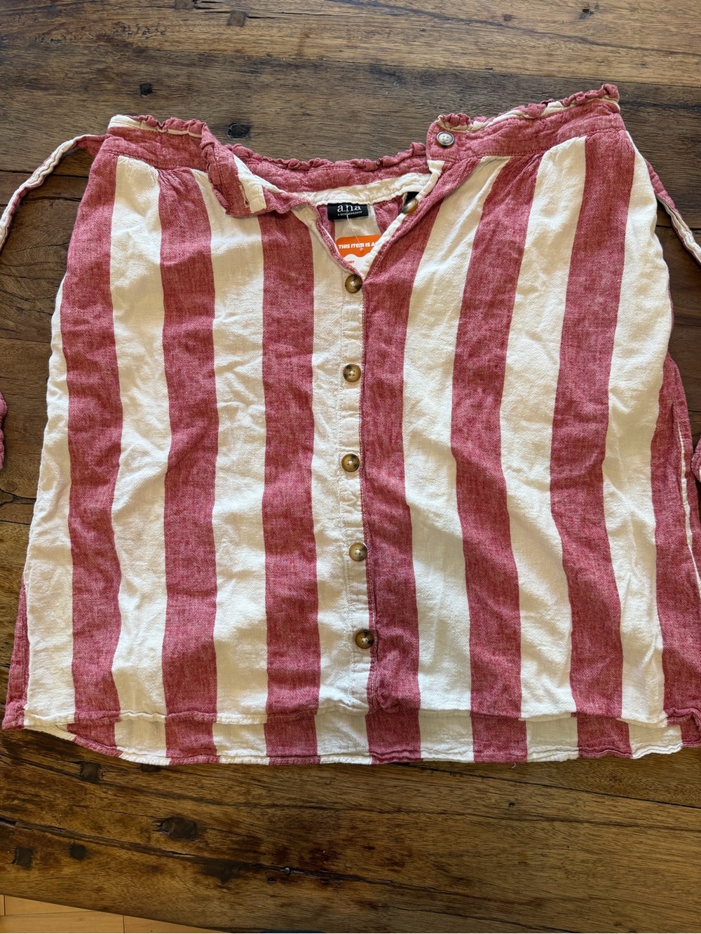 ANA Skirt-Striped Button-Front in Red and White